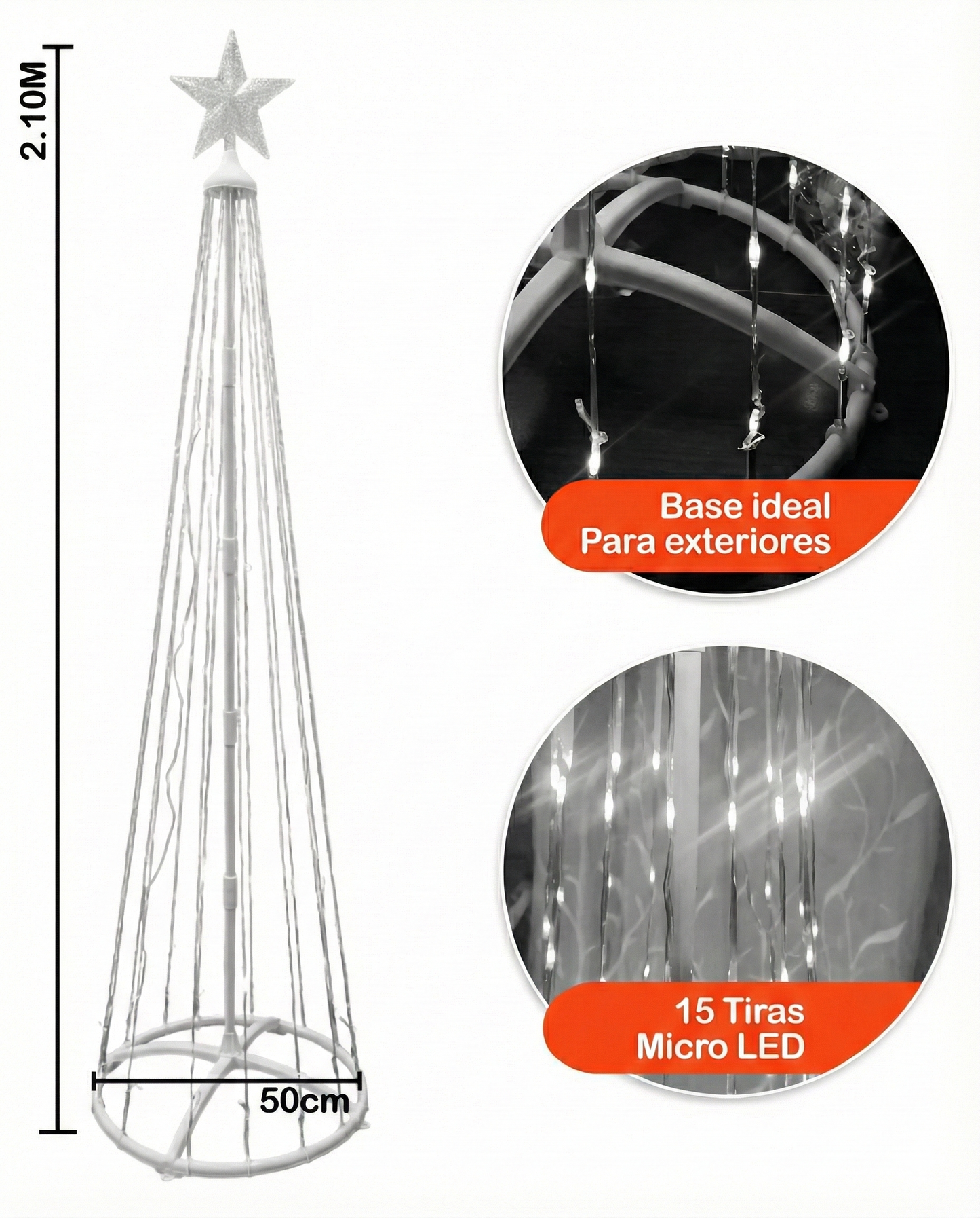 Árbol de Navidad LED de 2,10 metros